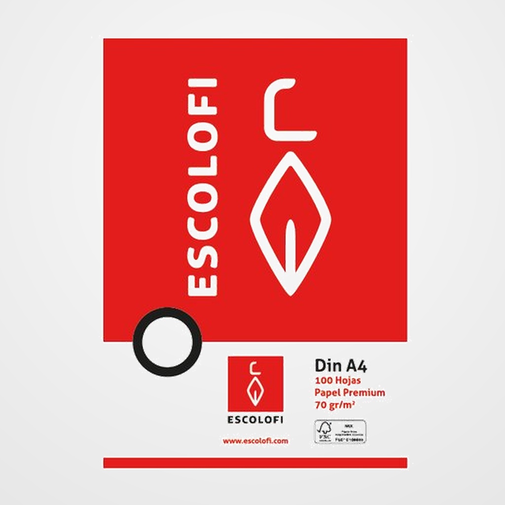 PAPEL ESCOLOFI A4 100h 70gr CUADRIC.6x6 C/MARGEN