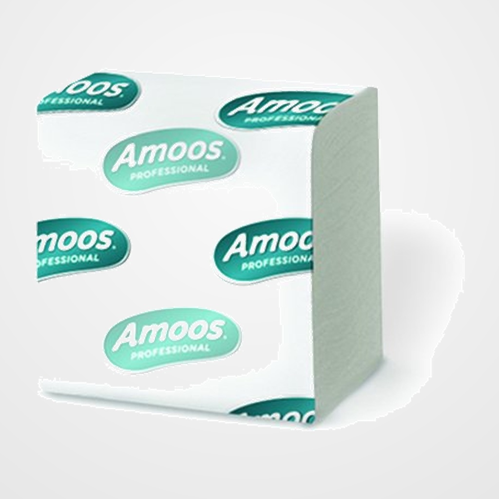 PAPEL HIGIENICO AMOOS PROFESSIONAL PLEGADO 2 CAPAS 21x11 cm 250 SERVICIOS BLANCO