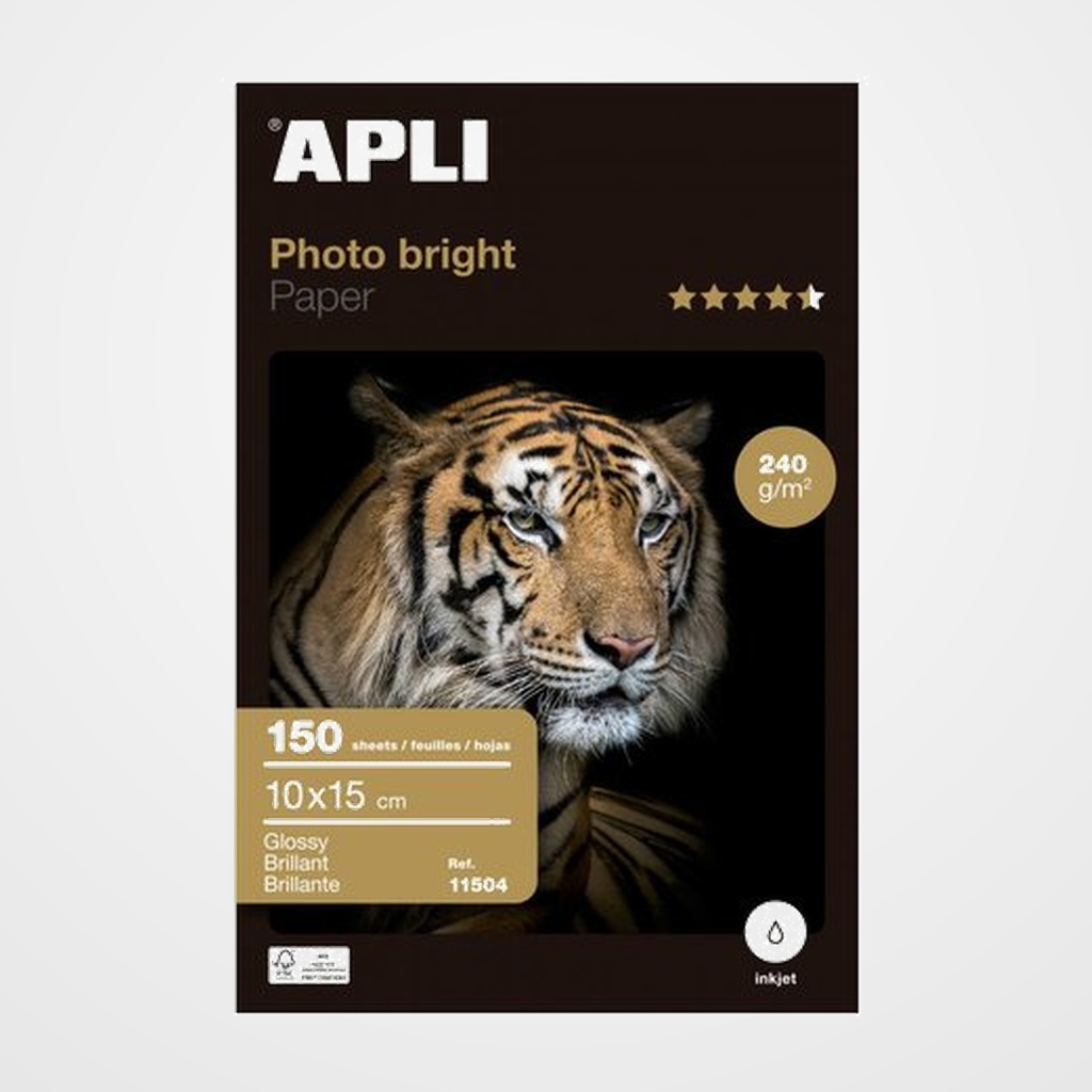 PAPEL INKJET APLI FOTO A6 10x15cm 240g 100+50h GLOSSY