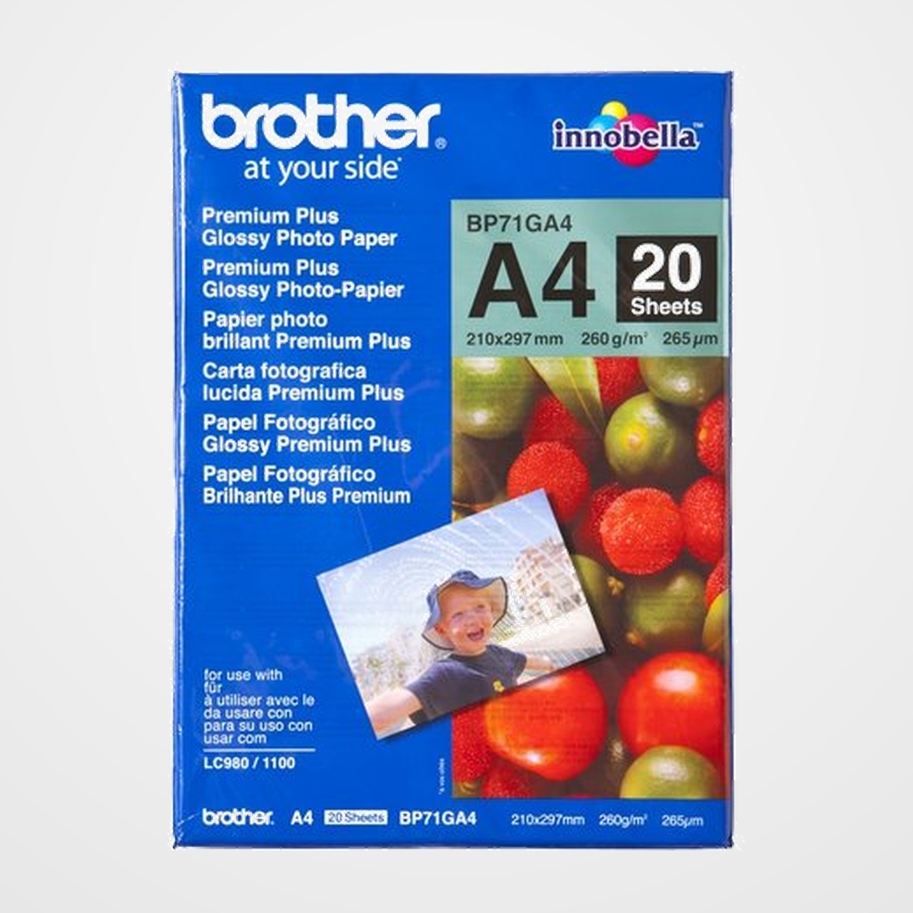 PAPEL INKJET BROTHER TERMICO FOTO A4 260g 20h  GLOSSY