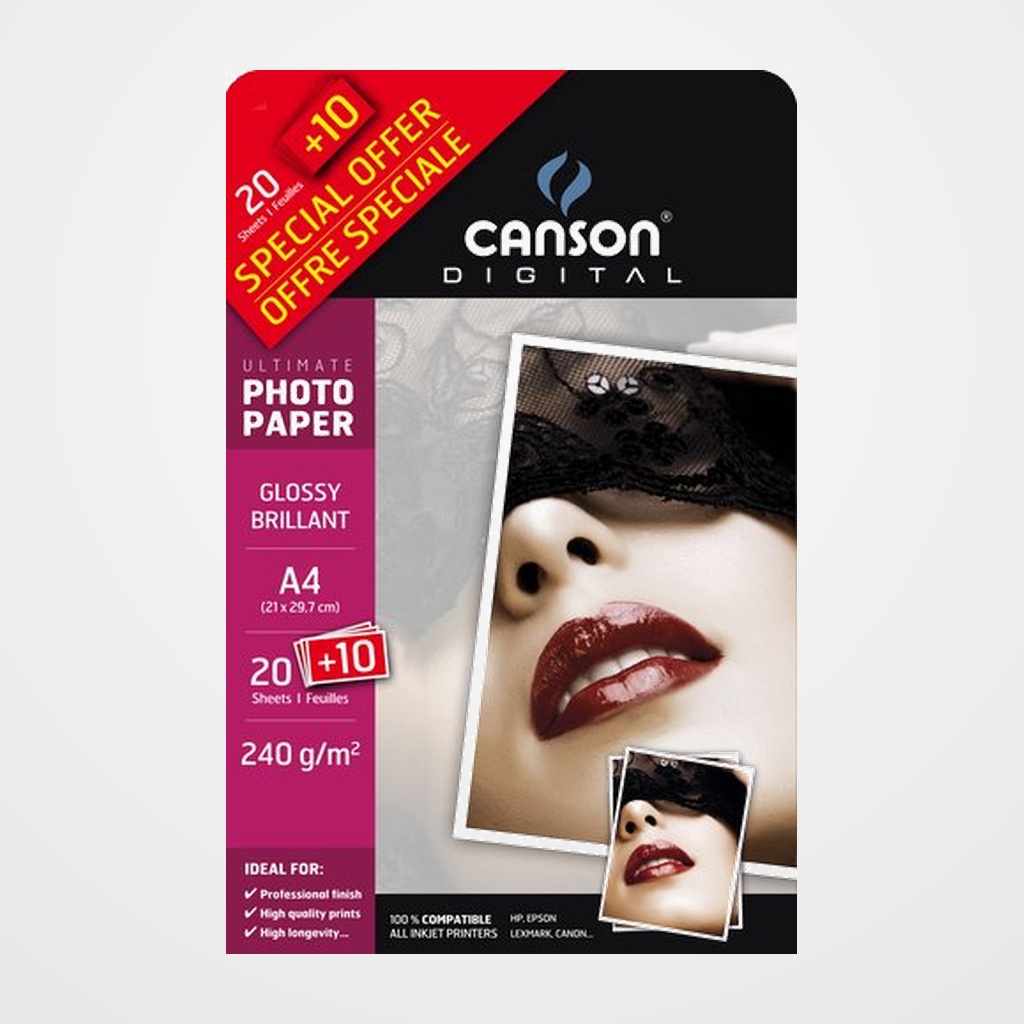PAPEL INKJET CANSON FOTO A4 240g 20h HIGH GLOSSY