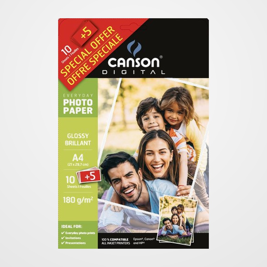 [40301301] PAPEL INKJET CANSON FOTO EVERYDAY A4 200g 15h GLOSSY