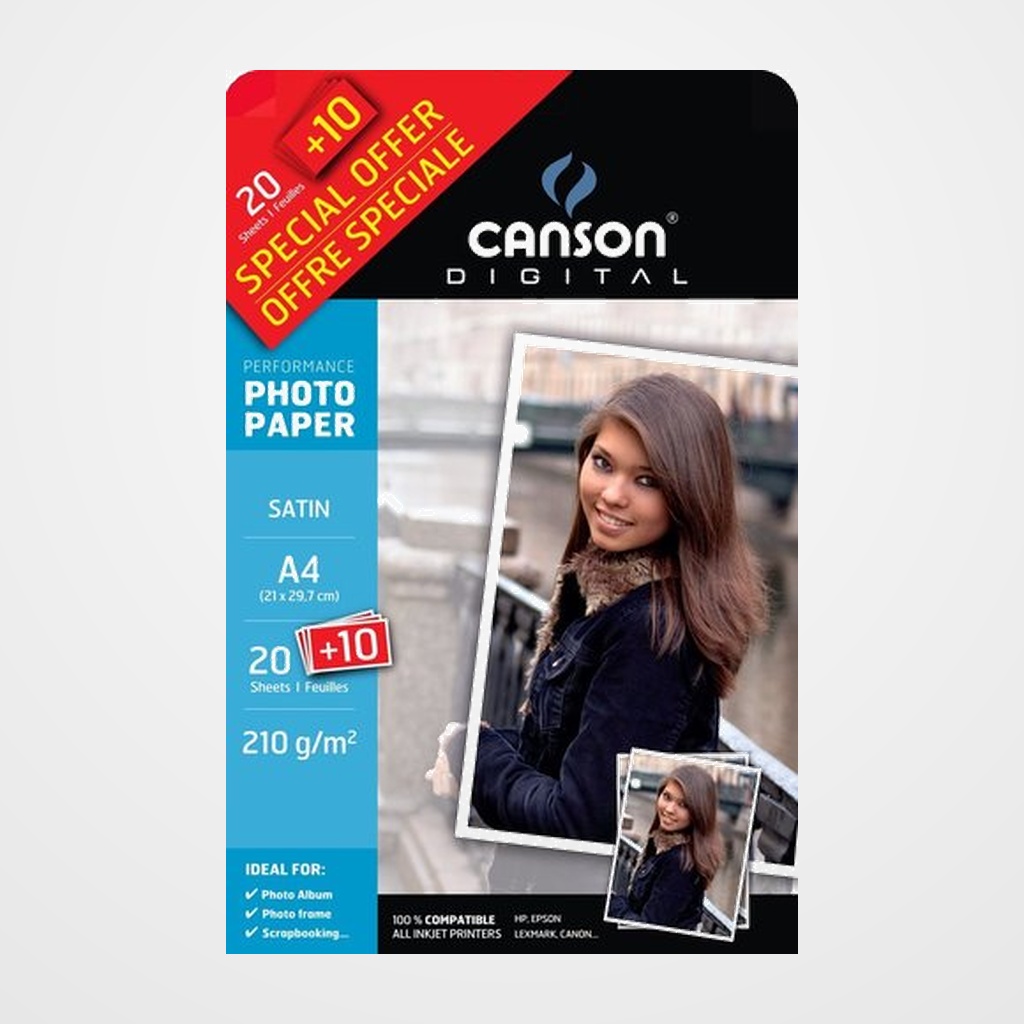 [12701065] PAPEL INKJET CANSON FOTO PERFORMANCE A4 210g 20h SATINADO