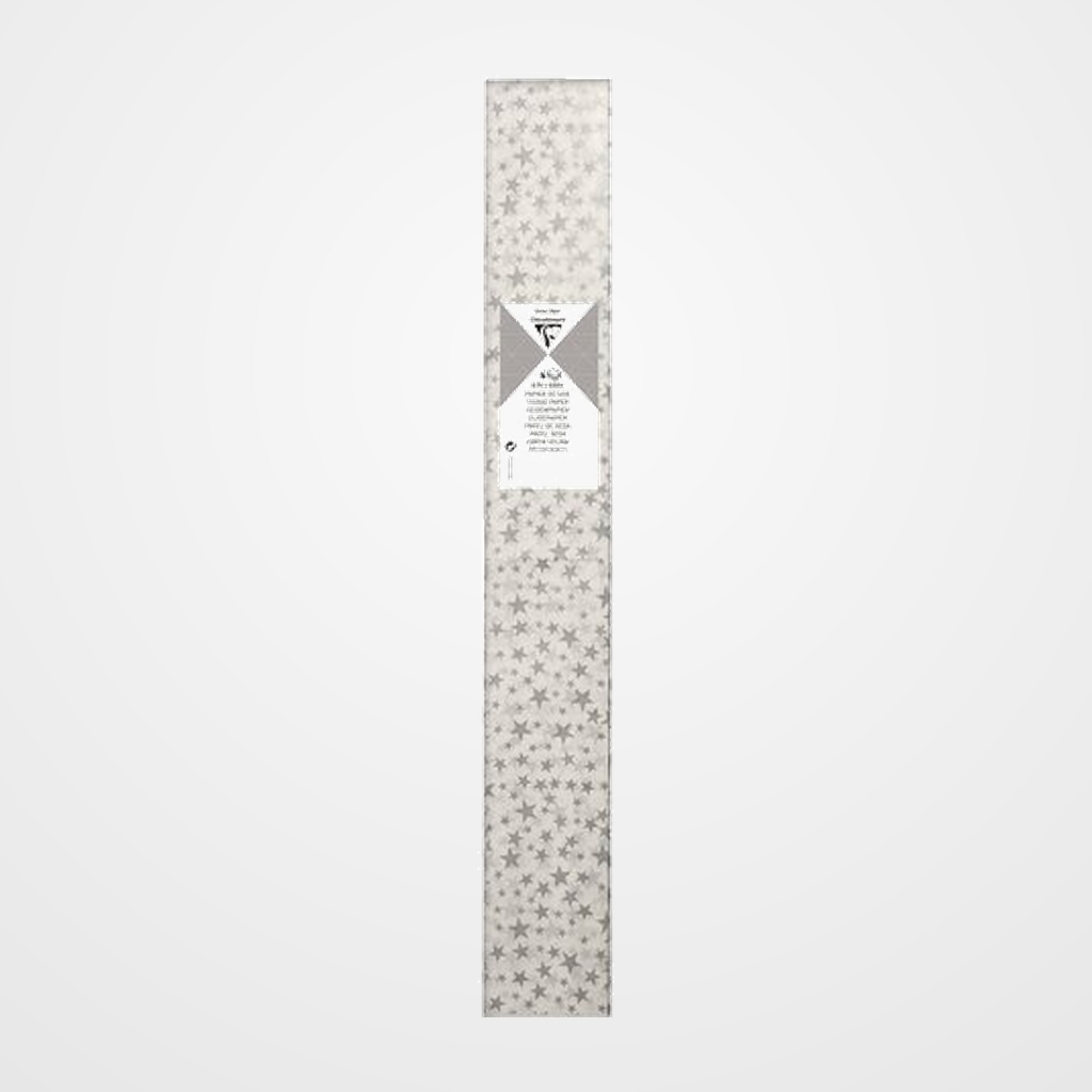 [10902786] PAPEL SEDA CLAIREFONTAINE 4h 50x75 cm ESTRELLAS PLATEADAS