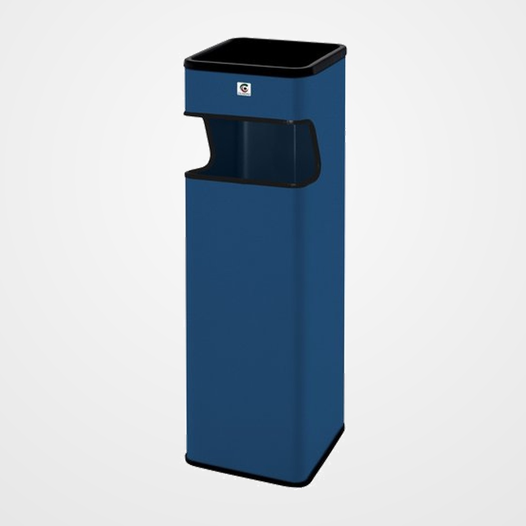 PAPELERA CENICERO CILINDRO METALICA CUADRADA B-33 AZUL