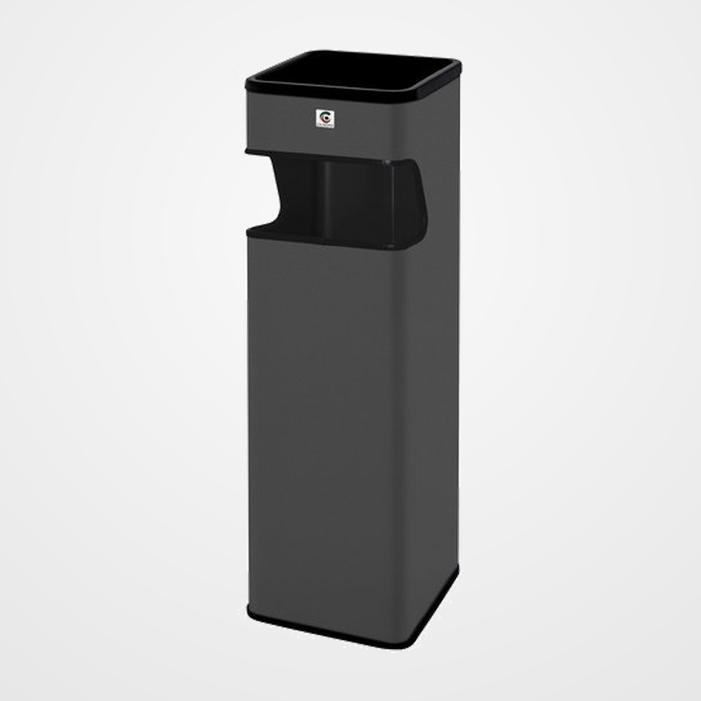 PAPELERA CENICERO CILINDRO METALICA CUADRADA B-33 GRAFITO