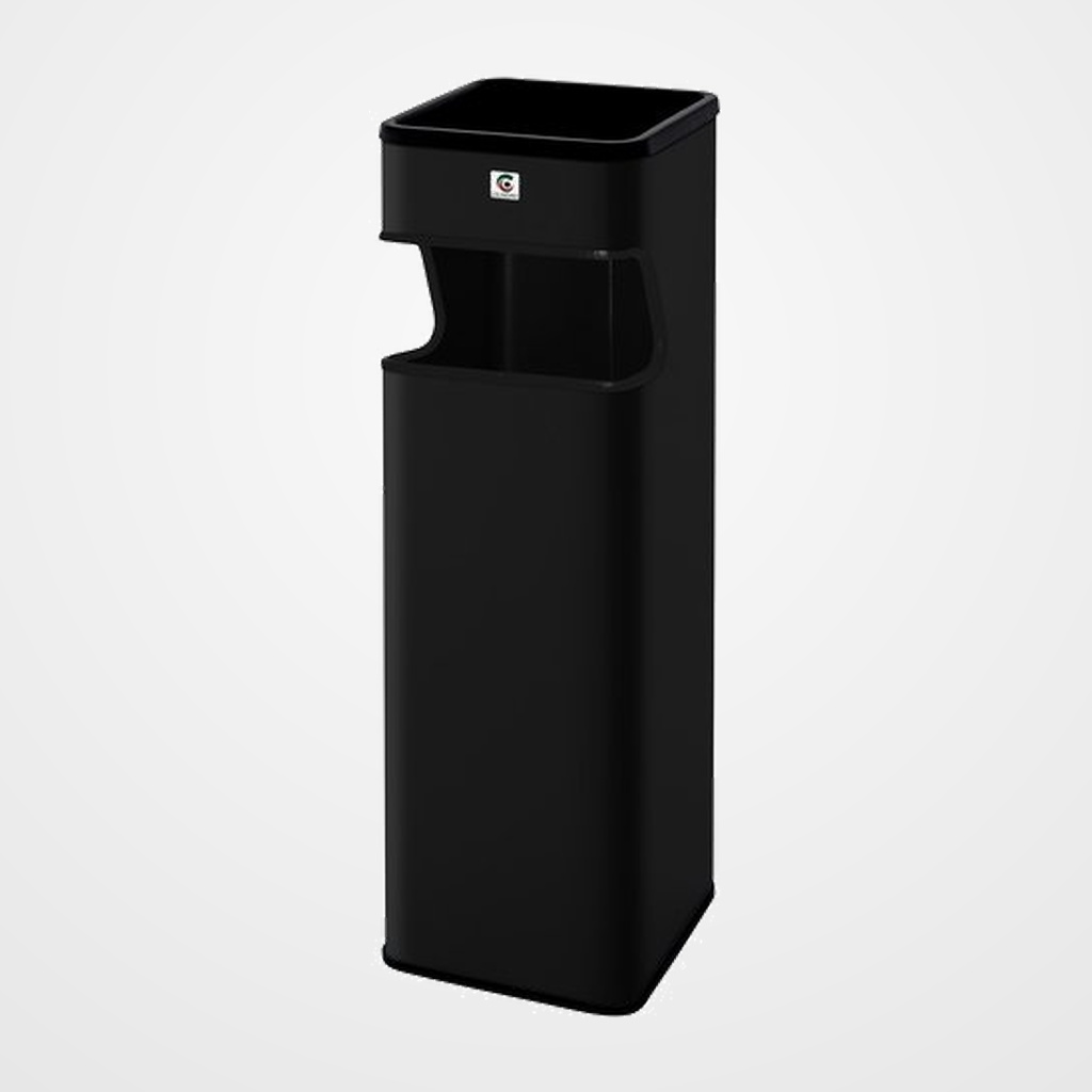 PAPELERA CENICERO CILINDRO METALICA CUADRADA B-33 NEGRO