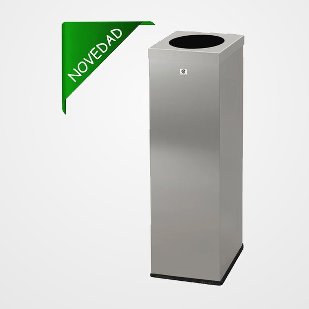 PAPELERA METALICA CILINDRO P-71 ZONAS COMUNES CON SUJECION DE BOLSAS CUERPO GRAFITO TAPA NEGRO