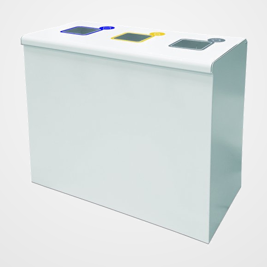 [14401356] PAPELERA METALICA PLANNING SISPLAMO 3 RESIDUOS 120 LITROS BLANCA