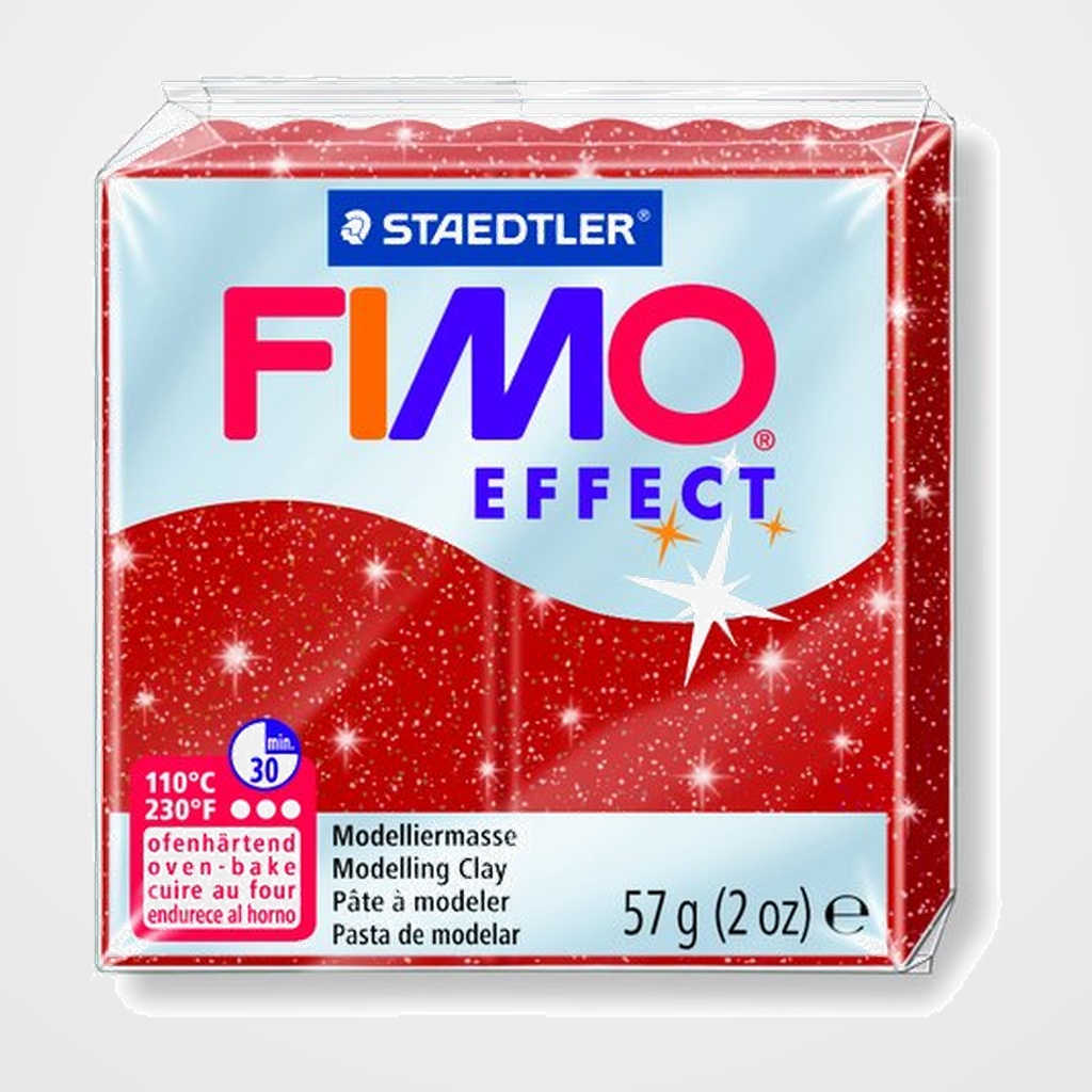 PASTA MODELAR FIMO EFFECT ROJO PURPURINA 57 GR.