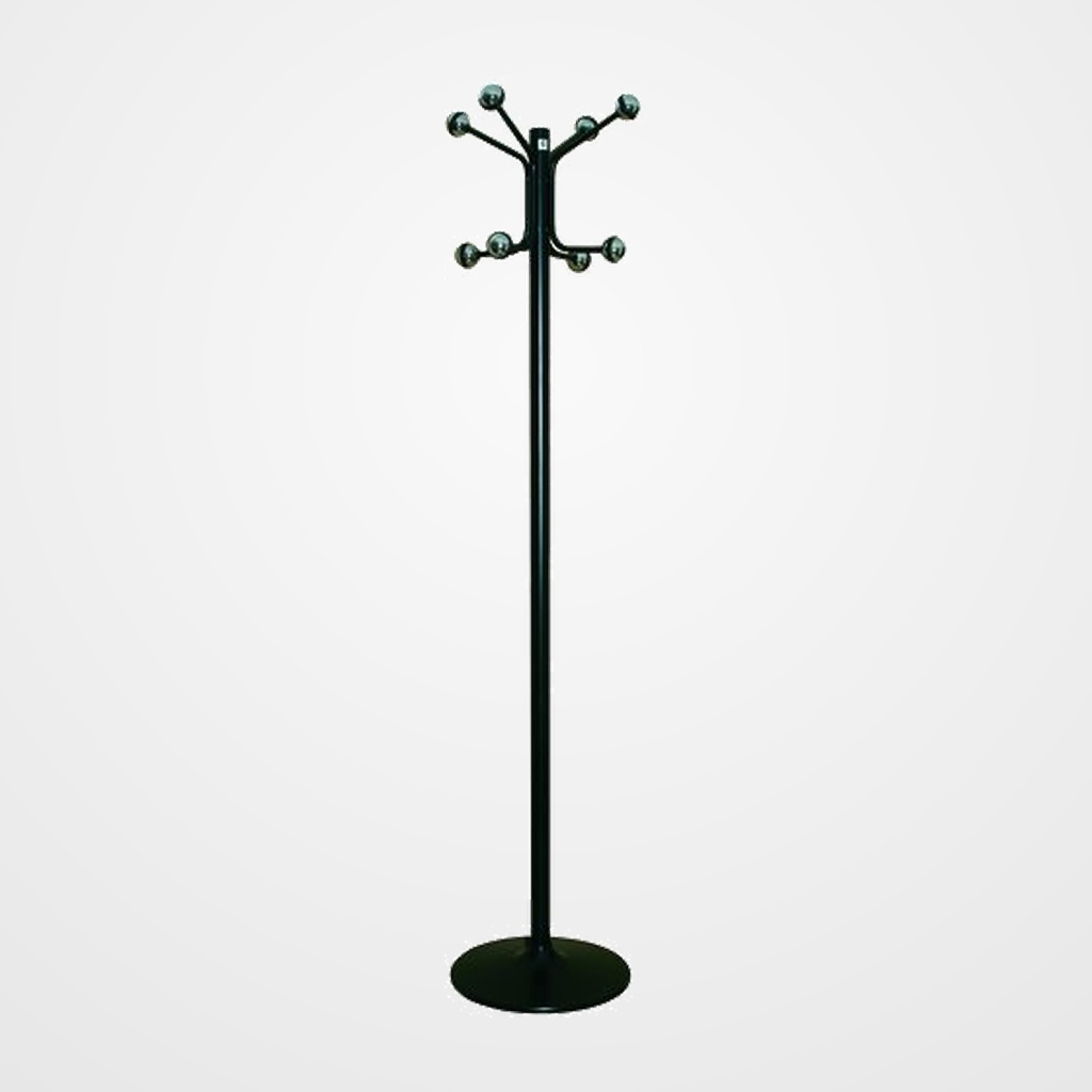 PERCHERO CILINDRO PIE METALICO H-12 8 BOLAS 175x37 NEGRO