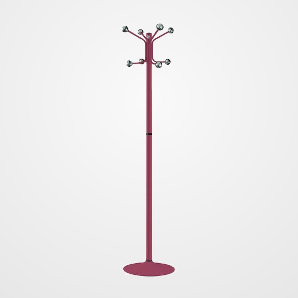 PERCHERO CILINDRO PIE METALICO H-12D 8 BOLAS 175x37 DESMONTABLE BURDEOS