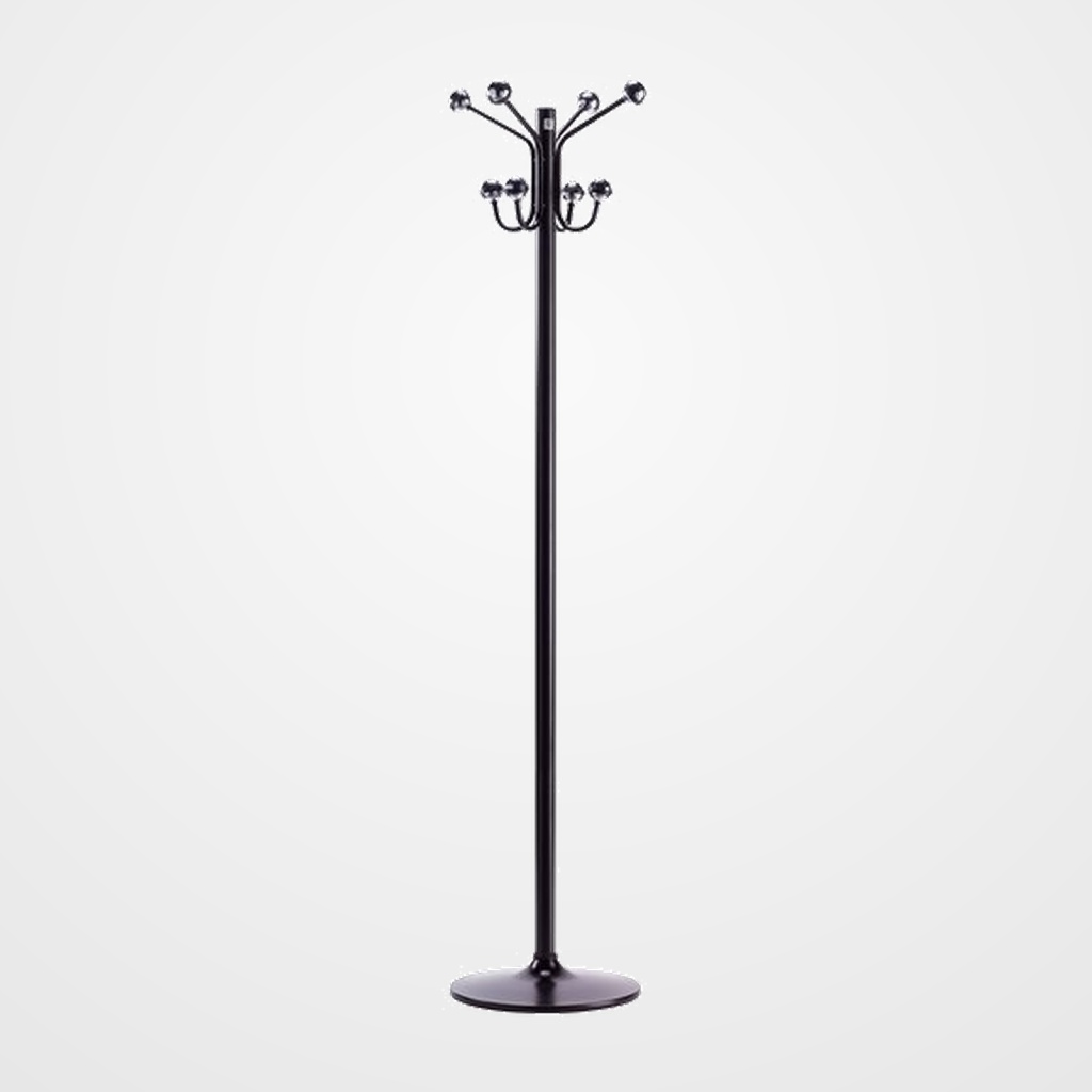 PERCHERO CILINDRO PIE METALICO H-16 8 BOLAS 175x37 NEGRO