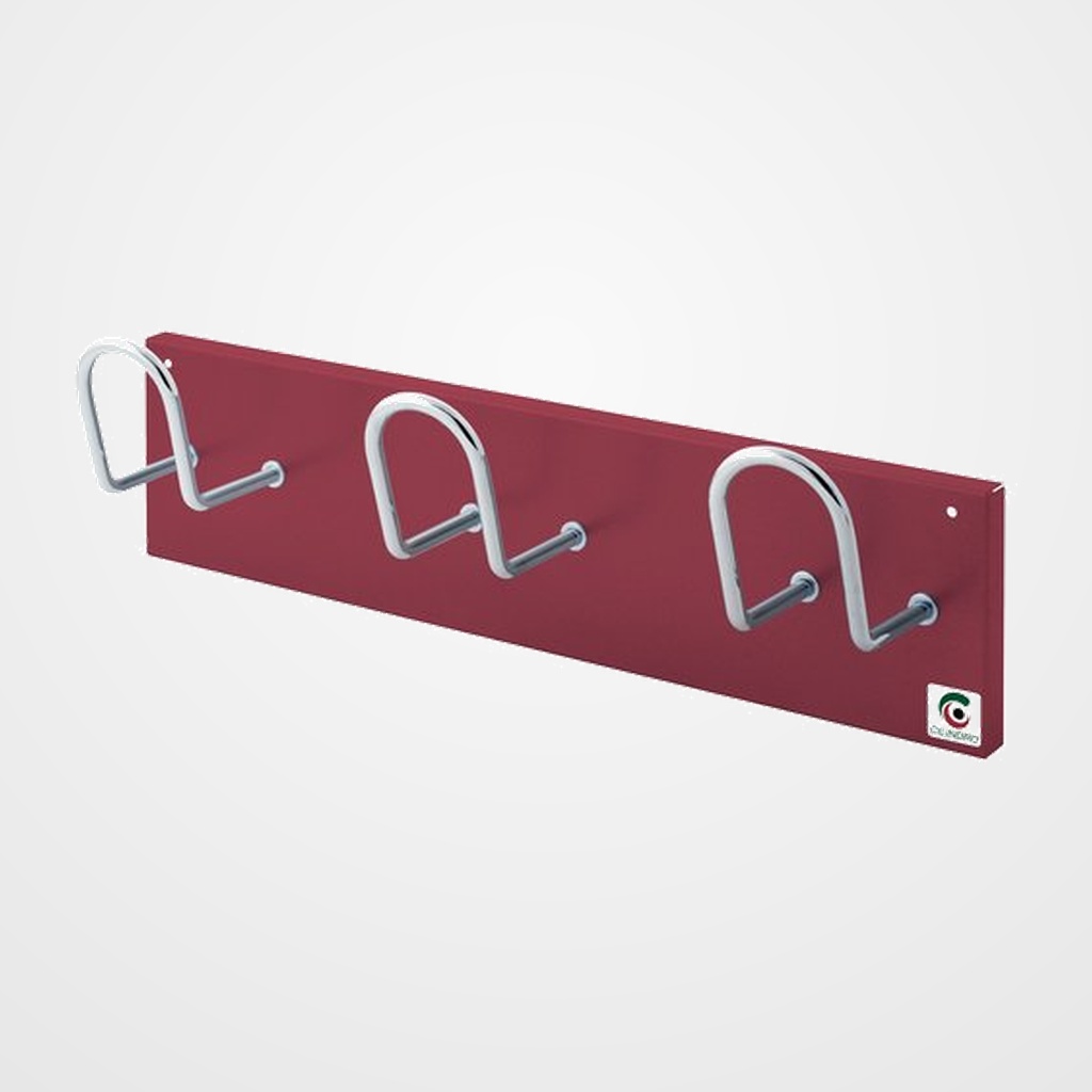 PERCHERO PARED CLINDRO H-13 3 COLGADORES BURDEOS