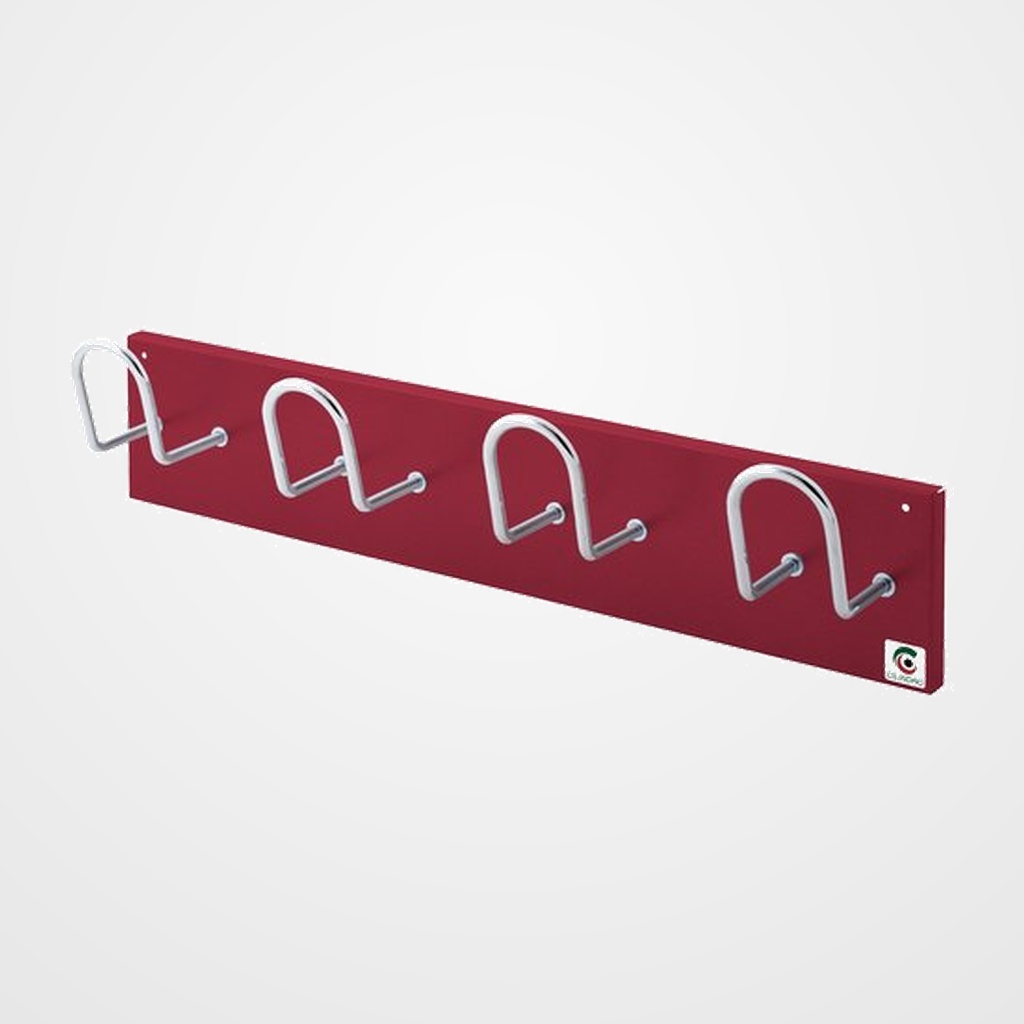 PERCHERO PARED CLINDRO H-14 4 COLGADORES BURDEOS