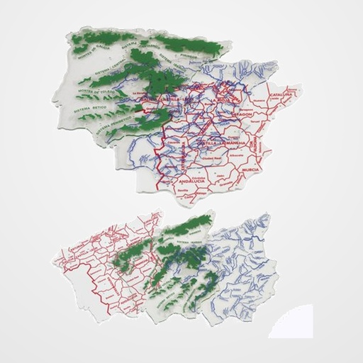PLANTILLAS FAIBO 3 MAPAS 15x12.5 cm FISICO/POLITICO ESPAÑA