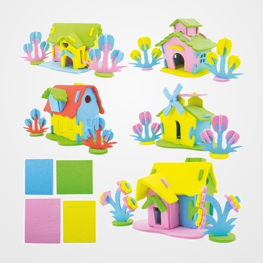 PUZLE EDUCATIVO IBERPLAS GOMA EVA SURTIDOS CASAS PACK DE 5
