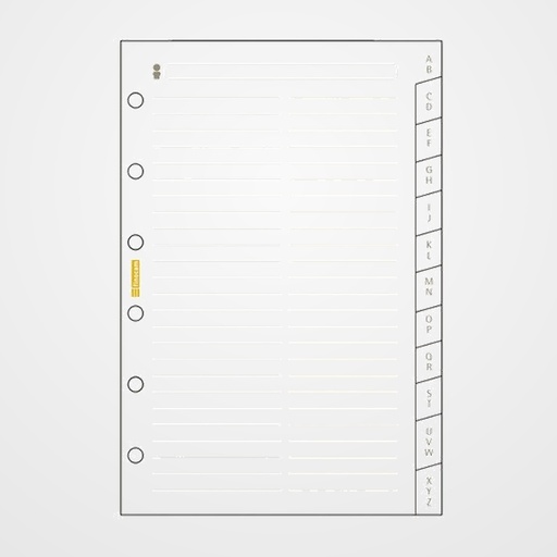 RECAMBIO AGENDA FINOCAM C375 CLASSIC 603 79x127 INDICE CARTULINA A-Z 12 PEST.