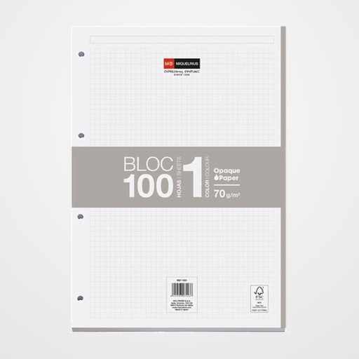 RECAMBIO MIQUELRIUS NOTEBOOK 1 A4 100h 90gr ENCOLADO 4 TALADROS CUADRIC.5x5 GRIS