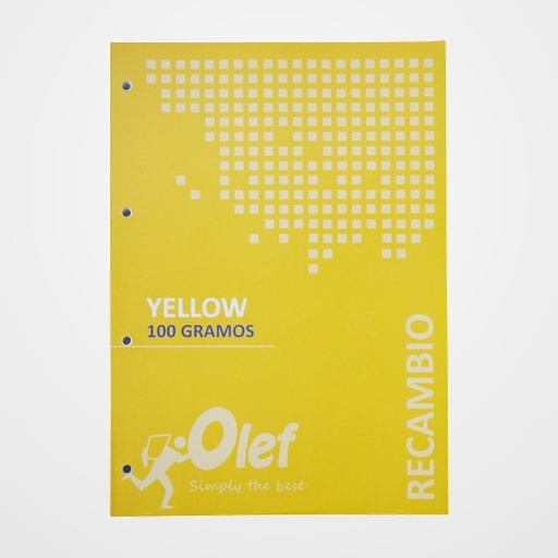 RECAMBIO OLEF A4 80h 100gr 4 TALADROS CUADRIC.5x5 AMARILLO