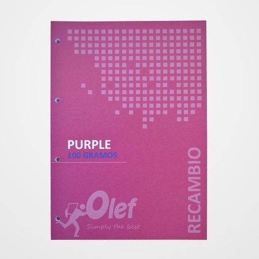 RECAMBIO OLEF A4 80h 100gr 4 TALADROS CUADRIC.5x5 VIOLETA