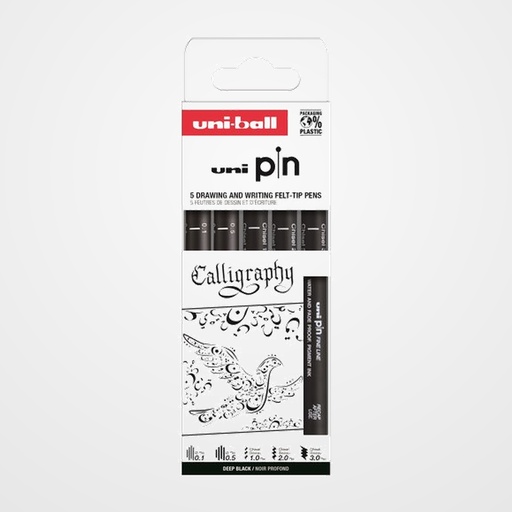 ROTULADOR CALIBRADO UNI-BALL PIN SET 5P CALIGRAFIA SURTIDO CAJA DE 5 (0.1, 0.5, Chisel 1, Chisel 2 y Chisel 3)