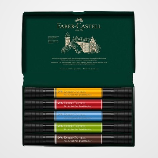 ROTULADOR FABER-CASTELL PITT ARTIST PENS DOBLE PUNTA PINCEL CAJA DE 5