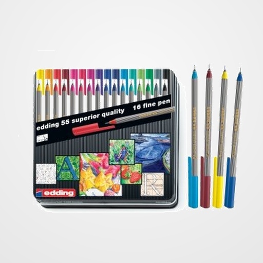 ROTULADOR FIBRA EDDING   55 FINELINER ESTUCHE de METAL de 16