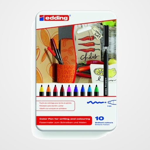 ROTULADOR FIBRA EDDING 1300 CAJA de METAL de 10