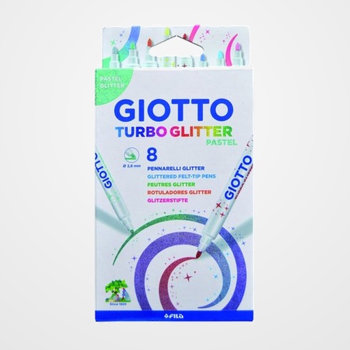 ROTULADOR FIBRA GIOTTO TURBO GLITTER PASTEL CAJA de 8
