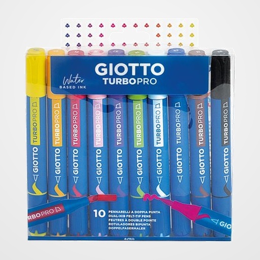 ROTULADOR FIBRA GIOTTO TURBO PRO DOBLE PUNTA COLORES CLASICOS BLISTER de 10