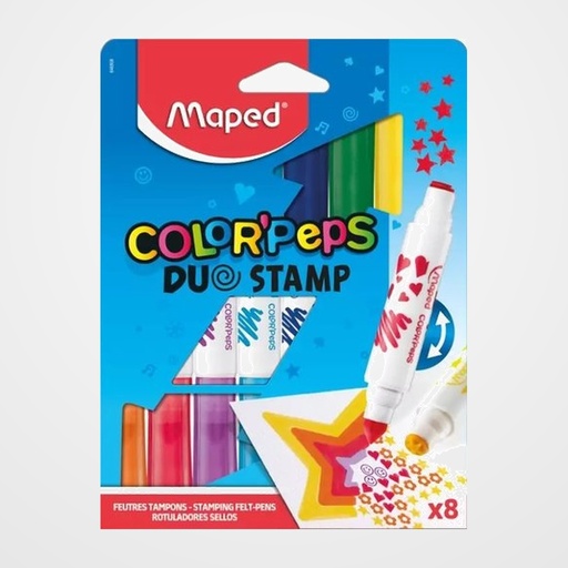 ROTULADOR FIBRA MAPED COLOR´PEPS DUO STAMP ULTRA LAVABLE ESTUCHE de 8