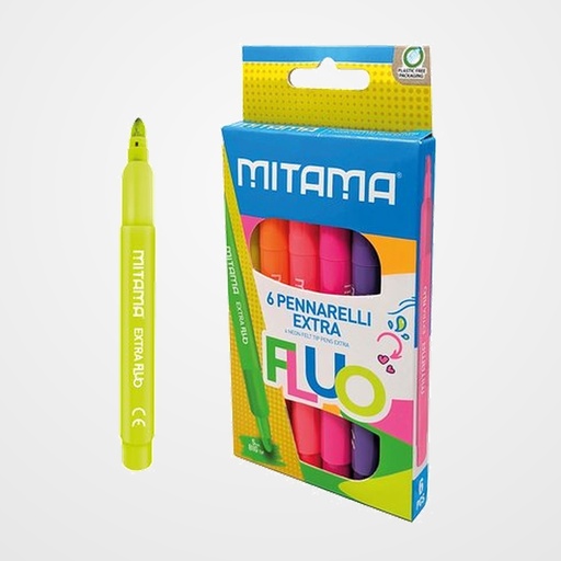 ROTULADOR FIBRA MITAMA SUPER FLUO JUMBO 5mm CAJA de 6