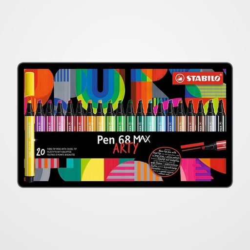 ROTULADOR FIBRA STABILO PEN 68 MAX ARTY LINE ESTUCHE METAL de 20