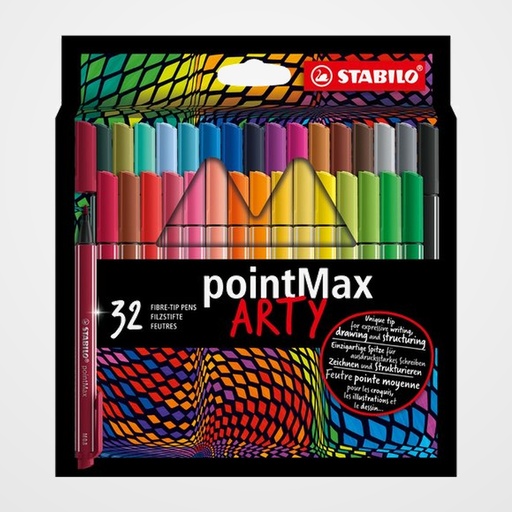 ROTULADOR FIBRA STABILO POINTMAX ARTY LINE ESTUCHE CARTON de 32