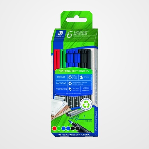 ROTULADOR PERMANENTE STAEDTLER 318 ECO LUMOCOLOR (F) CAJA de 6