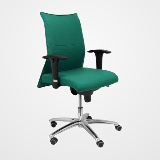 SILLA PIQUERAS Y CRESPO ALBACETE CONFIDENTE BRAZOS CROMADOS REGULABLES MECANISMO SINCRO ASIENTO Y RESPALDO TAPIZADO BALI VERDE