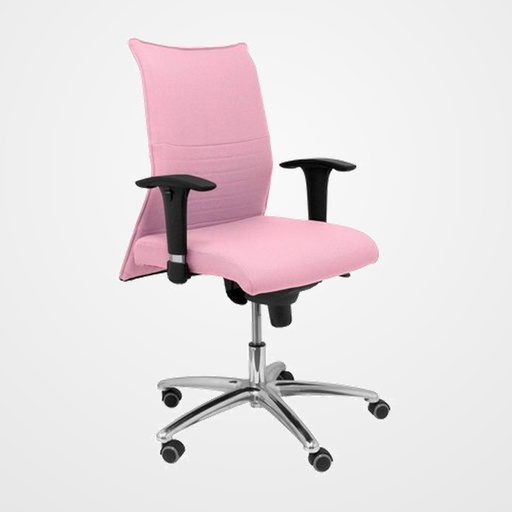 SILLA PIQUERAS Y CRESPO ALBACETE XL CONFIDENTE HASTA 160 kg BRAZOS CROMADOS REGULABLES MECANISMO SINCRO ASIENTO Y RESPALDO REFORZADOS CON ESPUMA VISCOELASTICA TAPIZADO BALI ROSA PALIDO