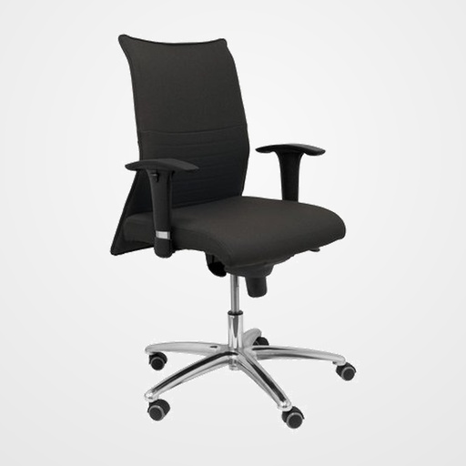 SILLA PIQUERAS Y CRESPO ALBACETE XL CONFIDENTE HASTA 160 Kg MECANISMO SINCRO BRAZOS CROMADOS REGULABLES EN ALTURA CON ESPUMA VISCOELASTICA ASIENTO A MEDIDA Y RESPALDO TAPIZADO BALI NEGRO