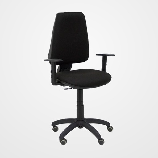 SILLA PIQUERAS Y CRESPO ELCHE CP BRAZOS REGULABLES MECANISMO CONTACTO PERMANENTE REGULACION DE PROFUNDIDAD RUEDAS de PARQUET ASIENTO Y RESPALDO TAPIZADO BALI NEGRO