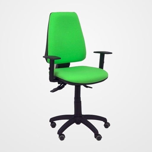 SILLA PIQUERAS Y CRESPO ELCHE S BRAZOS REGULABLES MECANISMO SINCRO de DOBLE MANETA GRAN CONFORTABILIDAD REGULABLE EN ALTURA RUEDAS de PARQUET ASIENTO Y RESPALDO TAPIZADO BALI VERDE PISTACHO