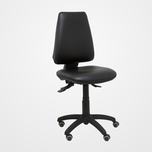 SILLA PIQUERAS Y CRESPO ELCHE S MECANISMO ASINCRO REGULABLE EN ALTURA RUEDAS PARQUET ASIENTO Y RESPALDO TAPIZADO SIMILPIEL NEGRO