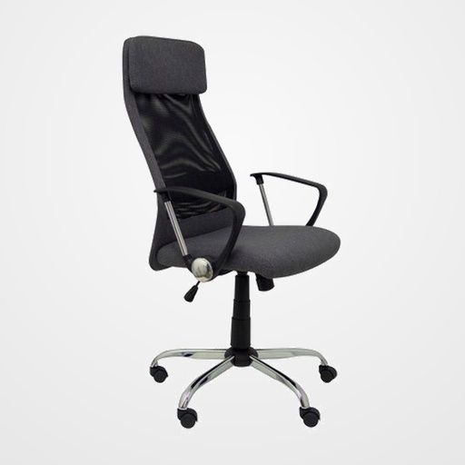 SILLA PIQUERAS Y CRESPO ESTERAS DIRECCION BRAZOS FIJOS MECANISMO BASCULANTE CON REGULADOR DE TENSION GIRATORIA 360º MALLA TRANSPIRABLE CABECERO ASIENTO Y RESPALDO TAPIZADO GRIS