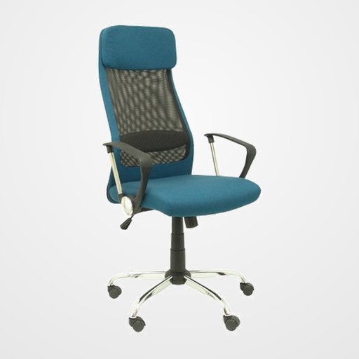 SILLA PIQUERAS Y CRESPO ESTERAS DIRECCION BRAZOS FIJOS MECANISMO BASCULANTE CON REGULADOR DE TENSION GIRATORIA 360º MALLA TRANSPIRABLE CABECERO ASIENTO Y RESPALDO TAPIZADO TURQUESA
