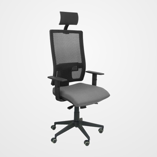 SILLA PIQUERAS Y CRESPO HORNA BRAZOS REGULABLES CABECERO INCLUIDO MECANISMO SINCRO APOYO LUMBAR RESPALDO MALLA TRANSPIRABLE Y ASIENTO TAPIZADO BALI GRIS CLARO