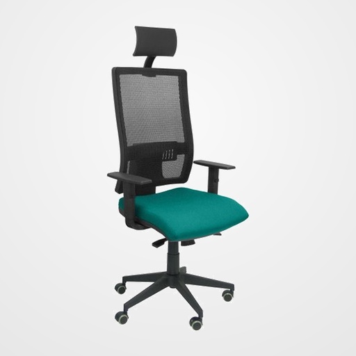 SILLA PIQUERAS Y CRESPO HORNA BRAZOS REGULABLES CABECERO INCLUIDO MECANISMO SINCRO APOYO LUMBAR RESPALDO MALLA TRANSPIRABLE Y ASIENTO TAPIZADO BALI VERDE TURQUESA