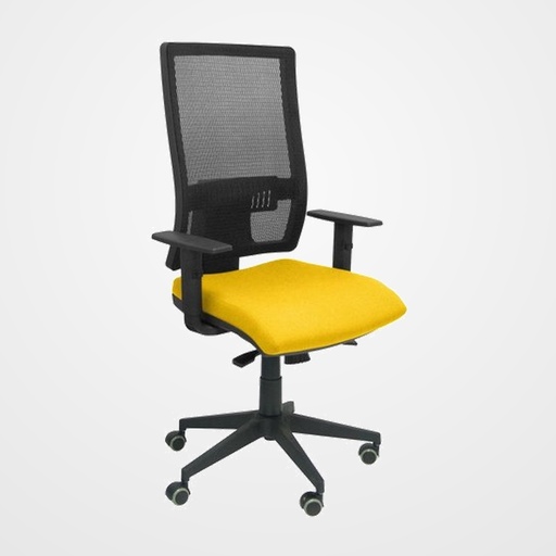 SILLA PIQUERAS Y CRESPO HORNA BRAZOS REGULABLES MECANISMO SINCRO APOYO LUMBAR RESPALDO MALLA TRANSPIRABLE Y ASIENTO TAPIZADO BALI AMARILLO