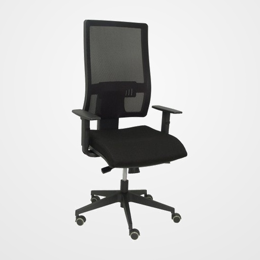SILLA PIQUERAS Y CRESPO HORNA BRAZOS REGULABLES MECANISMO SINCRO APOYO LUMBAR RESPALDO MALLA TRANSPIRABLE Y ASIENTO TAPIZADO BALI NEGRO