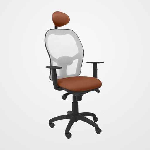 SILLA PIQUERAS Y CRESPO JORQUERA BRAZOS REGULABLES CABECERO FIJO MECANISMO SINCRO CON REGULADOR DE TENSION RESPALDO DE MALLA GRIS Y ASIENTO TAPIZADO BALI MARRON