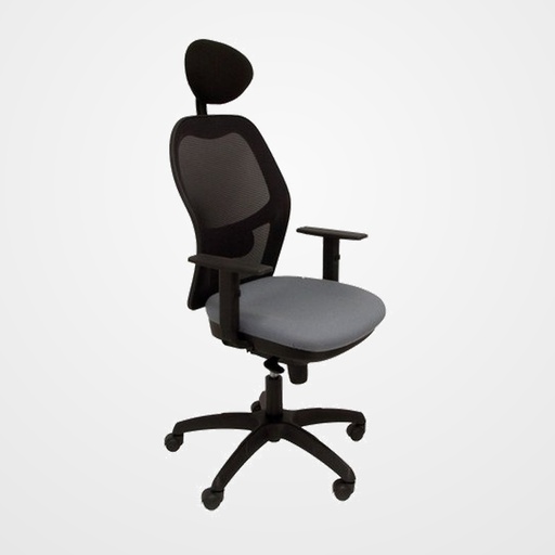 SILLA PIQUERAS Y CRESPO JORQUERA BRAZOS REGULABLES CABECERO FIJO MECANISMO SINCRO CON REGULADOR DE TENSION RESPALDO DE MALLA NEGRA Y ASIENTO TAPIZADO BALI GRIS MEDIO